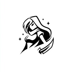 Fototapeta premium Stylized illustration of a hooded female warrior.