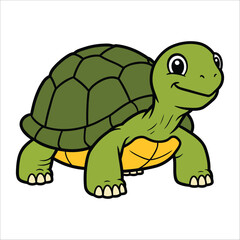 Green Turtle Cartoon Illustration with Friendly Expression