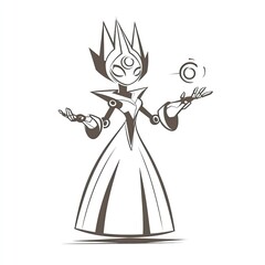 Stylish, futuristic robot sorceress conjuring energy.