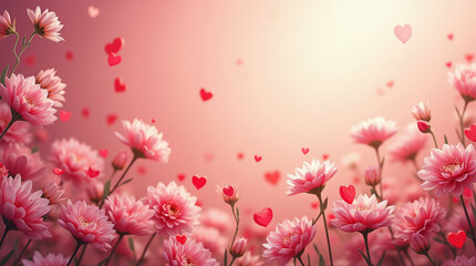 Celebrating Mother's Day with beautiful flowers and hearts in a romantic setting