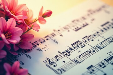  Musical staff with notes and vector lines, symmetrical composition, notes, design, vector