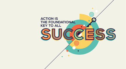 Success quote in modern typography. Success quote in geometric style.
