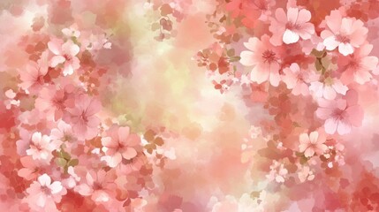 Fototapeta premium Delicate, pastel-toned floral design, full of blossoming flowers.