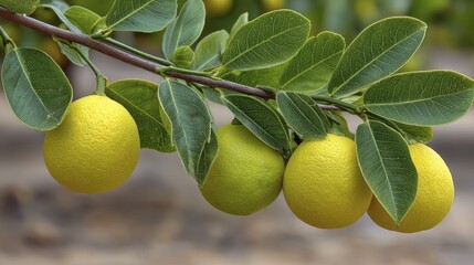 Lush citrus tree laden with ripe, juicy fruit Vibrant green leaves, sunny orchard setting - abundance outdoor juice food