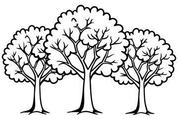 Fototapeta premium Rustic Oak Tree Outline Illustrations