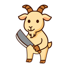 Fototapeta premium cute goat hold knife