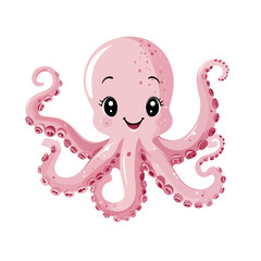 Cute cartoon octopus with a friendly smile and vibrant colors.