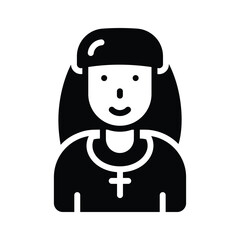 Catch a sight of this trendy glyph icon depicting nun character