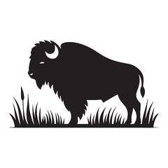 Refined bison silhouette vector tailored for sleek digital branding – bison silhouette – bison vector – bison illustration – silhouette of bison

