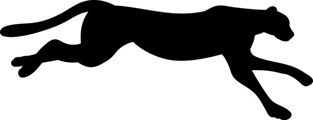 jaguar running black silhouette on , vector