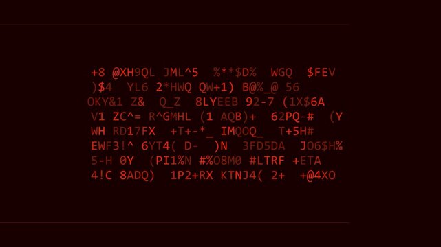 Futuristic Password Cracking Animation with Glowing Symbols and Dynamic Scanning Effect in Hacker Terminal Style