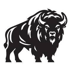 Signature bison silhouette vector ideal for strong creative branding – bison silhouette – bison vector – bison illustration – silhouette of bison


