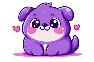 Cute purple animal with a heart, cartoon style, cheerful vibe.