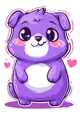 Cute purple animal with a heart, cartoon style, cheerful vibe.