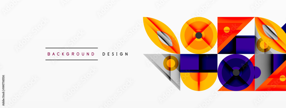 Poster abstract geometric shapes, vibrant colors, modern design. composition features overlapping elements,
