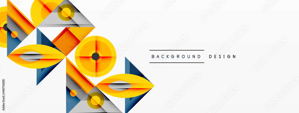 Fototapete Abstract geometric shapes, yellow, gray, white. Modern design elements create dynamic visual composition. Clean lines, simple forms.