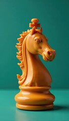 Teal backdrop, sculpted ginger caramel chess piece, chess, sugar
