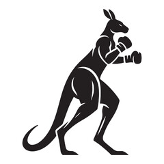 Clean boxing kangaroo silhouette vector designed for modern digital branding – boxing kangaroo silhouette – kangaroo vector – kangaroo illustration – silhouette of boxing kangaroo

