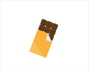 Half-wrapped chocolate pieces on a white background