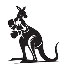Distinct boxing kangaroo silhouette vector crafted for sleek digital designs – boxing kangaroo silhouette – kangaroo vector – kangaroo illustration – silhouette of boxing kangaroo

