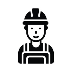 A handy glyph style icon depicting industrial worker avatar