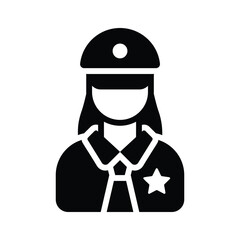 Easy to edit glyph icon of policewoman, ready for premium use