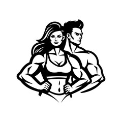 vector illustration of a couple gym 