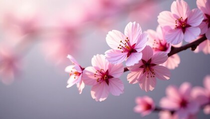 Obraz premium Delicate pink sakura blossoms, intricate branch pattern , nature pattern, branch, spring blossom