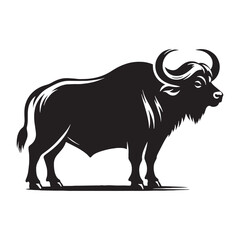Artistic buffalo silhouette vector tailored for creative design assets – buffalo silhouette – buffalo vector – buffalo illustration – silhouette of buffalo

