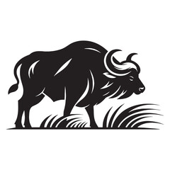 Distinct buffalo silhouette vector created for sleek digital designs – buffalo silhouette – buffalo vector – buffalo illustration – silhouette of buffalo

