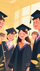 Graduates in Caps and Gowns Celebrating Their Achievement