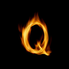 Fire Subtle Flame Letter Q Overlay - Realistic Burning Text Effect for Dramatic Designs. Perfect for Action, Sports and Bold Branding Projects.
