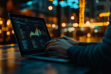 marketer analyzing data on a laptop, planning the next big campaign, remote work, crypto trading