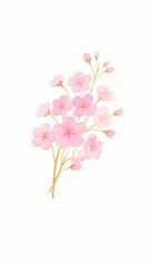 Pink Cherry Blossoms on a Branch
