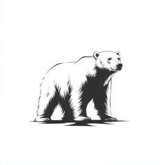 Obraz premium Polar bear standing majestically on the ice during a sunny day in the Arctic region highlighting its powerful presence
