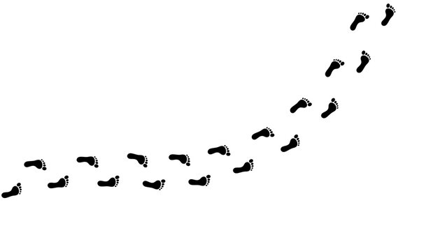 Human feet traces. Foot steps silhouettes, footstep trail track walk people footprint hiking travel path barefoot or sneaker, isolated footmark pattern, vector illustration of imprint human footprint