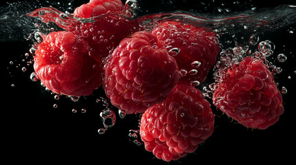 Suspended in Perfection: Plump Raspberries Hovering in the Air