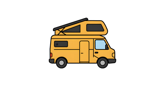 Adventure Camper Van: Illustrated Travel Vehicle on transparent background