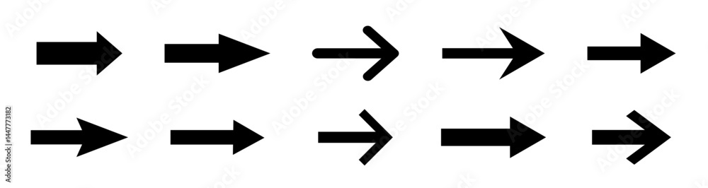 Wall mural arrow icon. modern simple arrows. collection different arrows on flat style for web design or interf