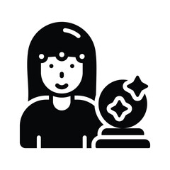 Check this trendy glyph style icon of female astrologist