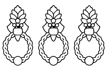 Classic Wreath and Knocker Linework Art