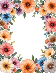 Soft Pastel Flower Frame PNG on Transparent Background for Elegant Greeting Card Designs,PNG on Transparent Background