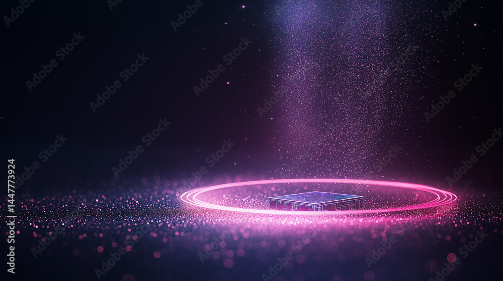 Wall mural digital core of modern life: a conceptual image showcasing a processor, illuminated by a vibrant neo