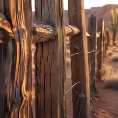 Cinematic Cracked Wooden Fence In Desert Light.