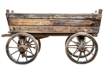 Vintage wooden cart isolated on white