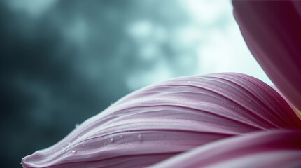 Pink Petal with Gentle Water Droplets