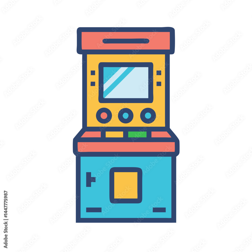 Poster arcade game machine icon representing retro gaming and entertainment