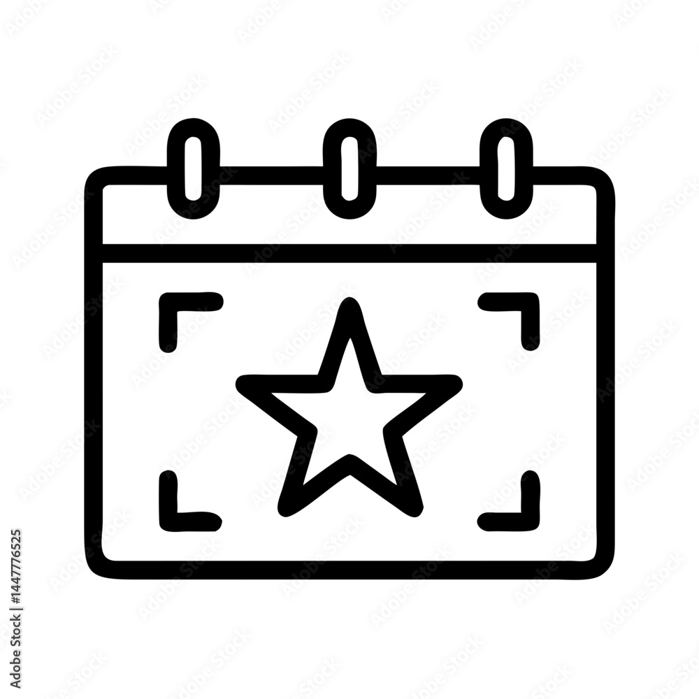 Aufkleber calendar with star symbol representing special event and important date icon