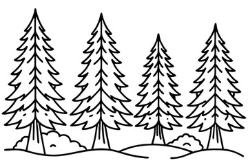 Evergreen Trees in Snow – Clean Line Art