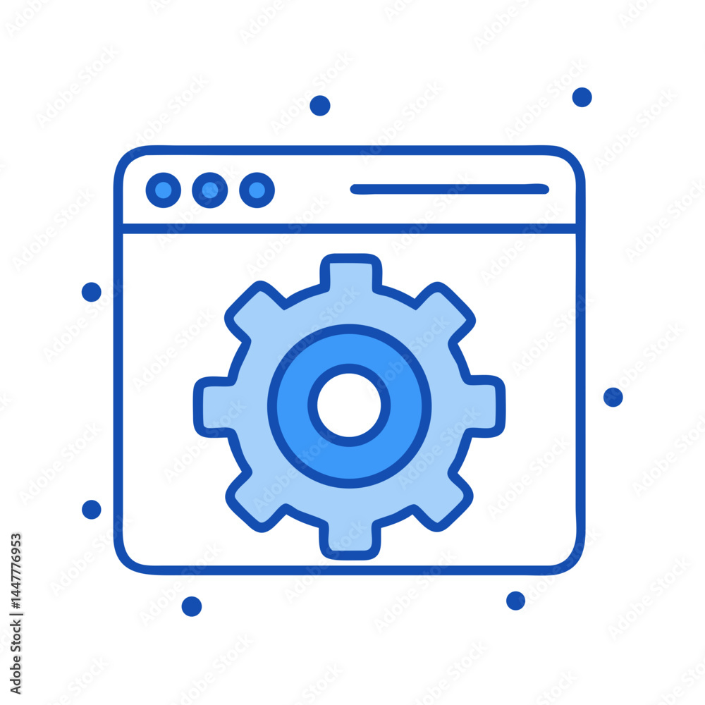 Poster Circular Gear Settings with Dotted Interface Icon Representing System Configuration and UI Preferences